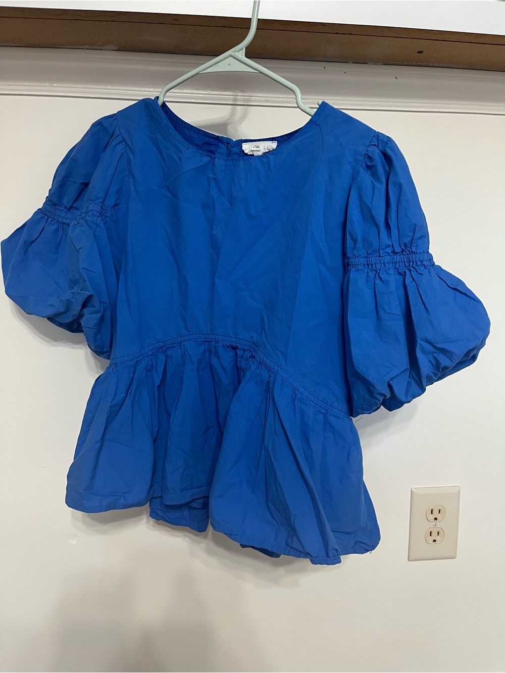 Women’s Puff Sleeve Peplum Top - Blue